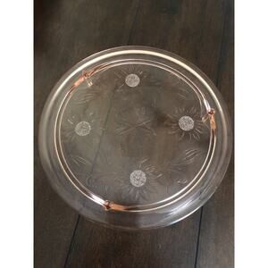 1930’s Pink Depression Glass 3-Footed Cake Plate Jeanette Glass Company 10” VTG